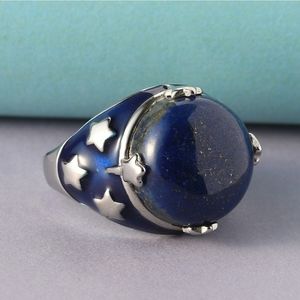 NWT Lapis Lazuli Solitaire Ring in Stainless Steel Size 5